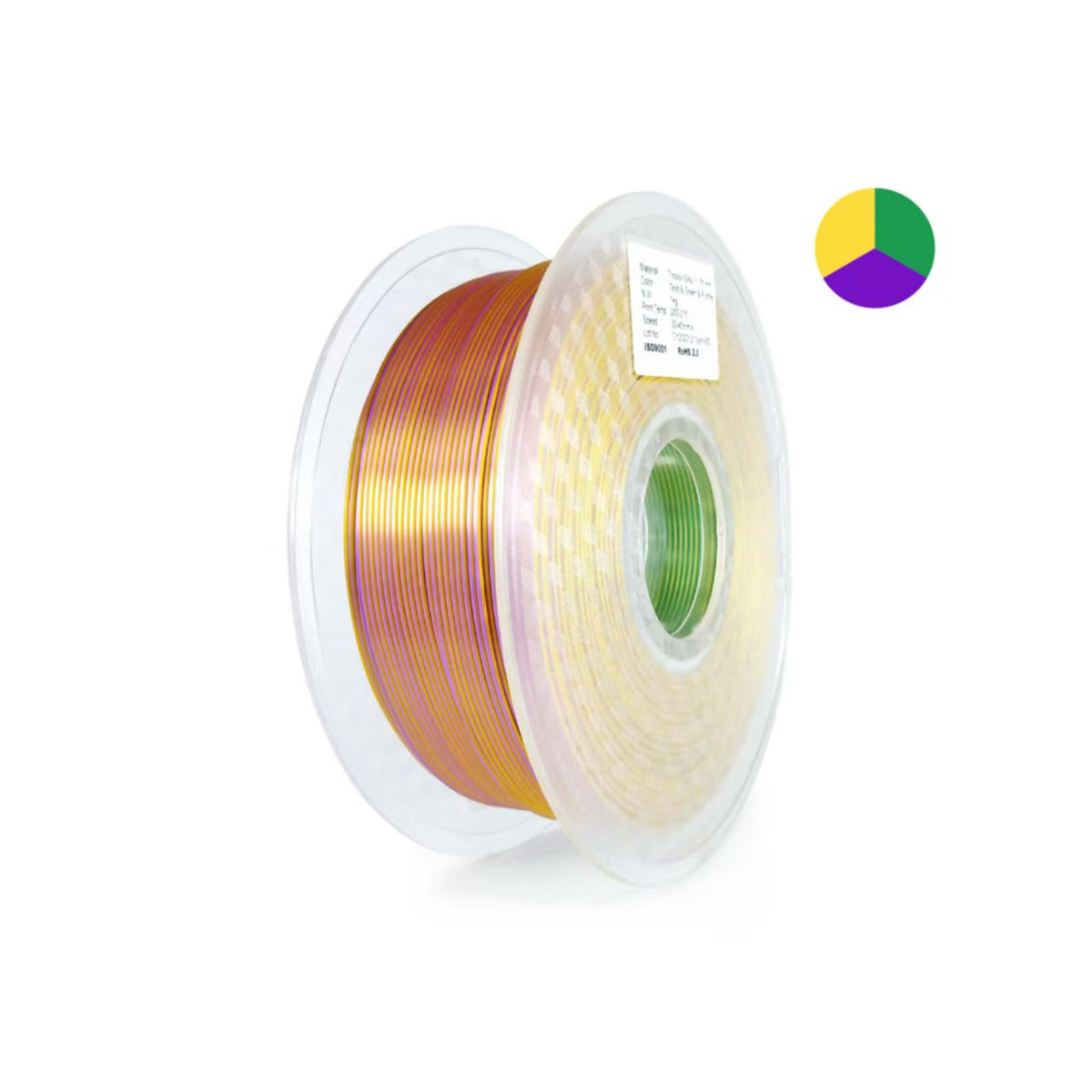 Layer Junkies Tricolor Silk PLA – Gold & Green & Purple | 1.75mm, 1kg